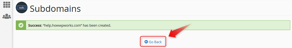 Click on 'Go Back' button