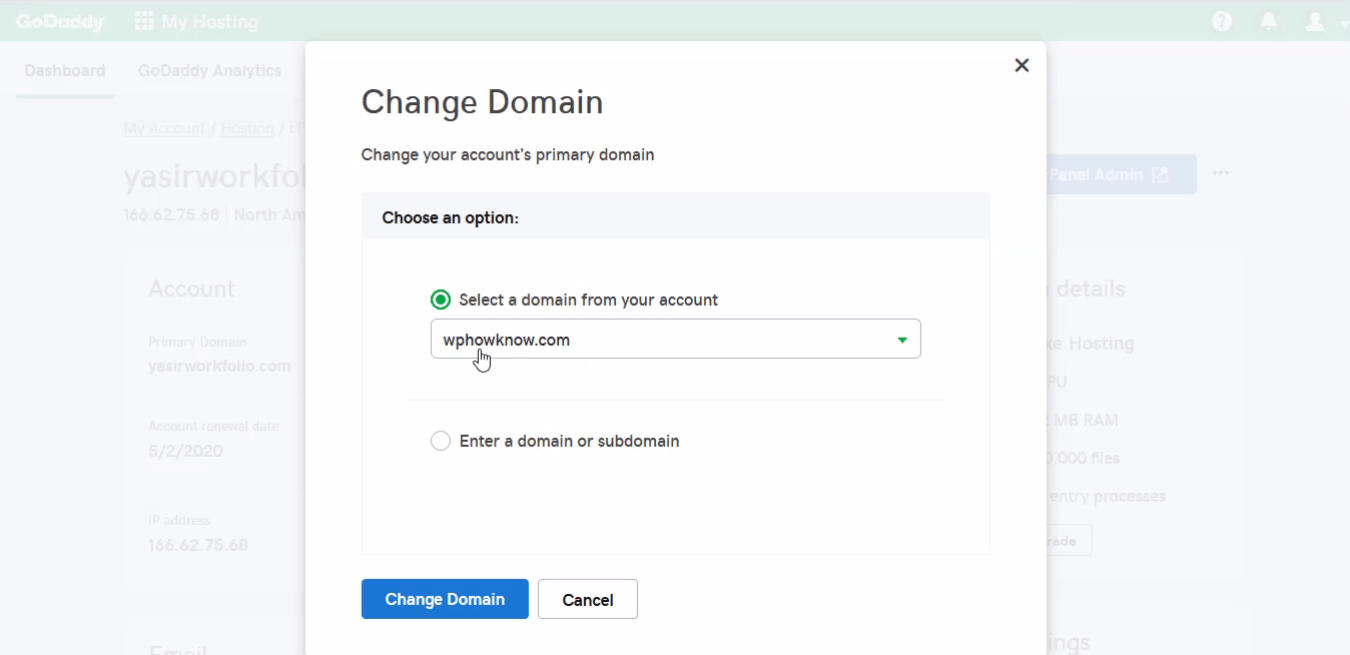 How to change primary domain step 5
