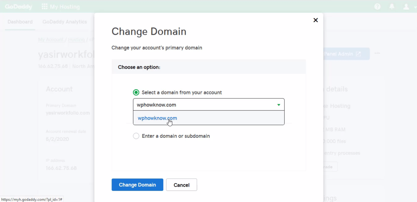 How to change primary domain step 6
