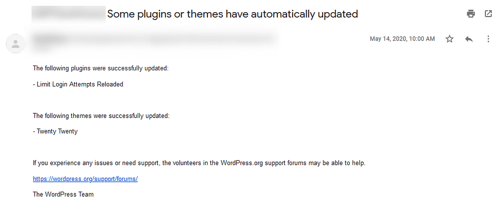 WordPress Auto Update Summary Email