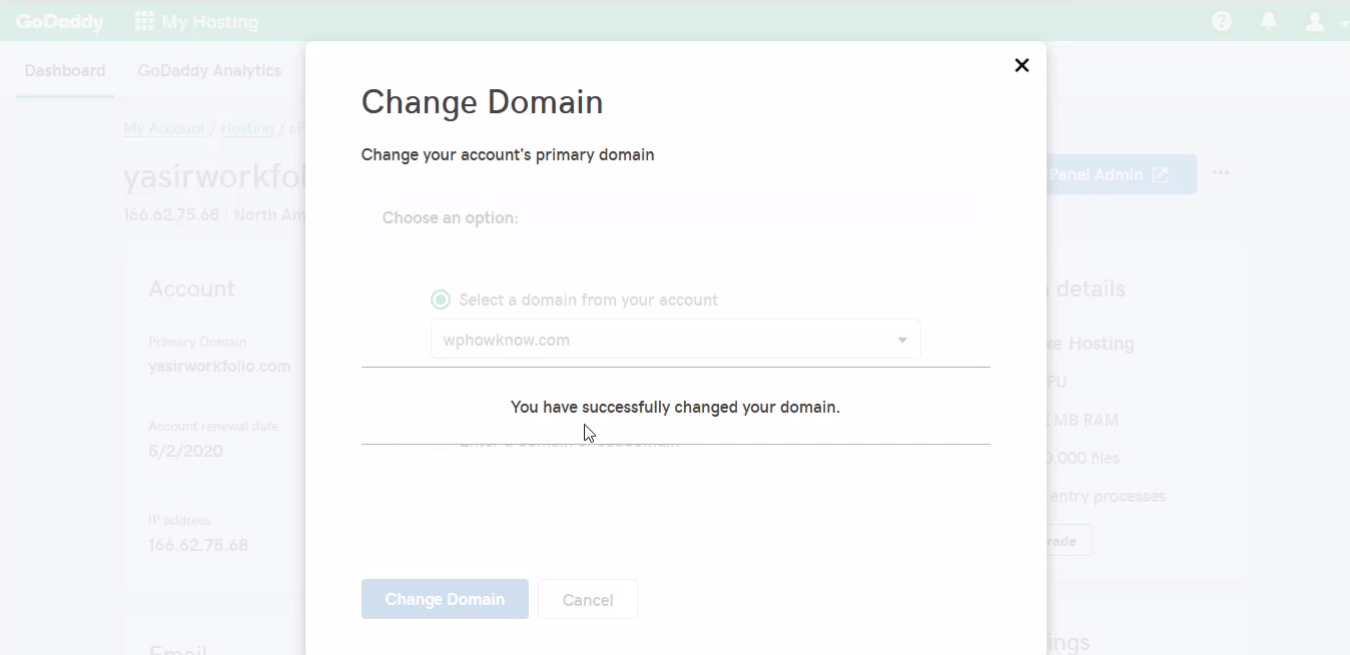 How to change primary domain step 7.1